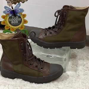 Converse leather and fabric high tops